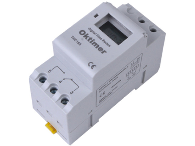 Programovatelný týdenní časovač THC15A, 16 programů, DIN, 230 V AC