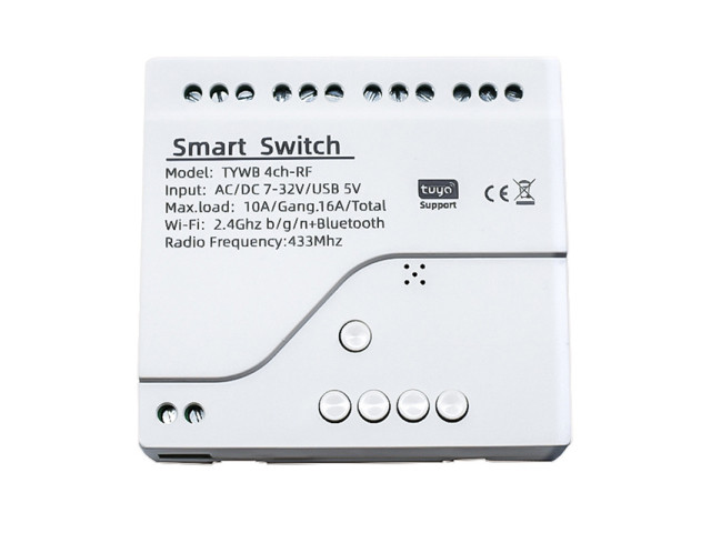 4CH WiFi Tuya Smart Switch, AC/DC 7-32V, relé modul podpory dálkového ovládání |TUYA-4CH-H